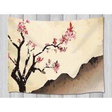A Plum Blossom Blooming Alone On Peak Wall Hanging Tapestry Smooth Supple   253355374438